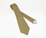 1960s Knit Polyester Tie Mad Men Era Narrow Mid Century Green Yellow Imported Polyester Men's Vintage Necktie by GRENADA