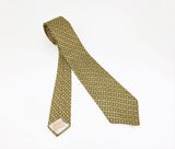 1960s Knit Polyester Tie Mad Men Era Narrow Mid Century Green Yellow Imported Polyester Men's Vintage Necktie by GRENADA