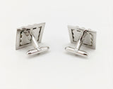 1960s SWANK Gemstone Cufflinks Men's Vintage Mad Men Era Modernist Silver Tone Metal Cufflink Set with Semi-precious Stones