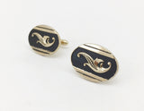 1960s SWANK Cufflinks Set Mad Men Era Men's Vintage Large Oval Gold Tone Metal Cuff Links by SWANK