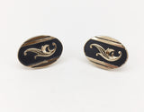 1960s SWANK Cufflinks Set Mad Men Era Men's Vintage Large Oval Gold Tone Metal Cuff Links by SWANK