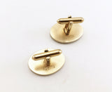 1960s SWANK Cufflinks Set Mad Men Era Men's Vintage Large Oval Gold Tone Metal Cuff Links by SWANK