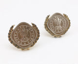 1960s SWANK Indian Coin Cufflinks Men's Vintage Gold Tone Metal Cufflink Set with Silver Coins from India by SWANK