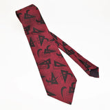 1980s Men's Red & Black Tie Vintage Woven Polyester Necktie by Royal Knight with Retro Abstract Designs