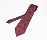 1980s Men's Red & Black Tie Vintage Woven Polyester Necktie by Royal Knight with Retro Abstract Designs