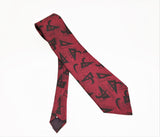 1980s Men's Red & Black Tie Vintage Woven Polyester Necktie by Royal Knight with Retro Abstract Designs