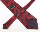 1980s Men's Red & Black Tie Vintage Woven Polyester Necktie by Royal Knight with Retro Abstract Designs