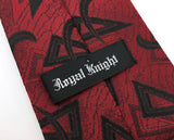 1980s Men's Red & Black Tie Vintage Woven Polyester Necktie by Royal Knight with Retro Abstract Designs