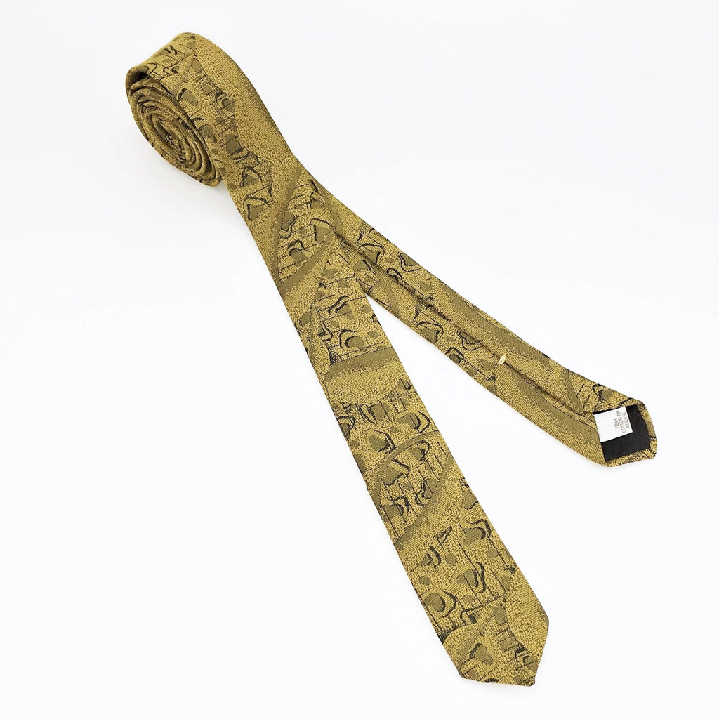 1980s Men's Skinny Gold Tie Vintage 80s Black & Mustard Gold Narrow Wo –  The Naked Man