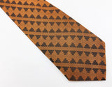 1960s MOD Copper Orange Tie Mad Men Era Mid Century Copper & Brown Woven Shiny Sharkskin Men's Vintage Necktie