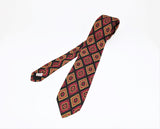 1950s Silk Skinny Tie Men's Vintage Mad Men Era Mod Black Narrow Silk Necktie with printed designs by ALUMNUS
