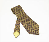 1970s Wide Brown Tie Men's Vintage Disco Era Polyester Necktie with Printed Foulard Designs by Wembley
