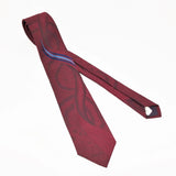 1980s Vintage Red Skinny Necktie Narrow Men's Vintage Tie with woven mod designs by RETRO