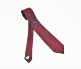 1980s Vintage Red Skinny Necktie Narrow Men's Vintage Tie with woven mod designs by RETRO