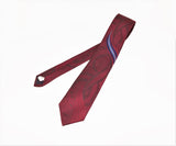 1980s Vintage Red Skinny Necktie Narrow Men's Vintage Tie with woven mod designs by RETRO