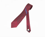 1980s Vintage Red Skinny Necktie Narrow Men's Vintage Tie with woven mod designs by RETRO