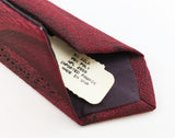 1980s Vintage Red Skinny Necktie Narrow Men's Vintage Tie with woven mod designs by RETRO