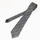 1980s Men's Skinny Tie Vintage 80s Men's Narrow Gray Woven necktie with Abstract Pattern by 615 Collection