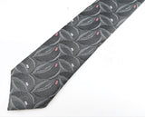 1980s Men's Skinny Tie Vintage 80s Men's Narrow Gray Woven necktie with Abstract Pattern by 615 Collection