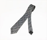 1980s Men's Skinny Tie Vintage 80s Men's Narrow Gray Woven necktie with Abstract Pattern by 615 Collection