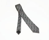 1980s Men's Skinny Tie Vintage 80s Men's Narrow Gray Woven necktie with Abstract Pattern by 615 Collection