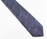 1980s Blue Skinny Tie Narrow Shiny Woven Blue Men's Vintage 80s Necktie with abstract designs INSIGNIA by Martin Wong