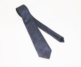 1980s Blue Skinny Tie Narrow Shiny Woven Blue Men's Vintage 80s Necktie with abstract designs INSIGNIA by Martin Wong