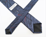 1980s Blue Skinny Tie Narrow Shiny Woven Blue Men's Vintage 80s Necktie with abstract designs INSIGNIA by Martin Wong