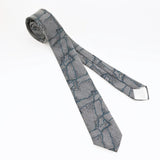 1980s JORDACHE Skinny Tie Men's Vintage 80s Narrow Gray & Blue Woven Necktie with Abstract Marble Like Designs