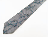 1980s JORDACHE Skinny Tie Men's Vintage 80s Narrow Gray & Blue Woven Necktie with Abstract Marble Like Designs