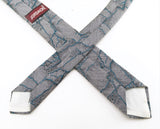 1980s JORDACHE Skinny Tie Men's Vintage 80s Narrow Gray & Blue Woven Necktie with Abstract Marble Like Designs