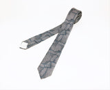 1980s JORDACHE Skinny Tie Men's Vintage 80s Narrow Gray & Blue Woven Necktie with Abstract Marble Like Designs