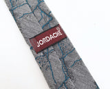 1980s JORDACHE Skinny Tie Men's Vintage 80s Narrow Gray & Blue Woven Necktie with Abstract Marble Like Designs
