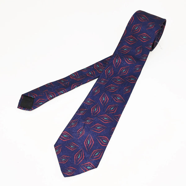 1980s Purple Skinny Tie Narrow Shiny Woven Men's Vintage 80s Necktie with abstract designs by elaan