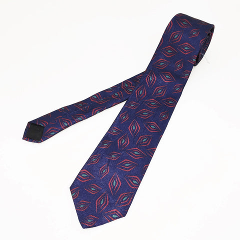 1980s Purple Skinny Tie Narrow Shiny Woven Men's Vintage 80s Necktie with abstract designs by elaan