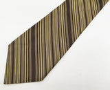 1960s Mod Striped Tie Men's Vintage Mad Men Era Brown & Gold Striped Acetate and Rayon Necktie