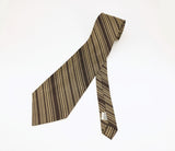 1960s Mod Striped Tie Men's Vintage Mad Men Era Brown & Gold Striped Acetate and Rayon Necktie