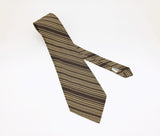 1960s Mod Striped Tie Men's Vintage Mad Men Era Brown & Gold Striped Acetate and Rayon Necktie