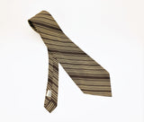 1960s Mod Striped Tie Men's Vintage Mad Men Era Brown & Gold Striped Acetate and Rayon Necktie