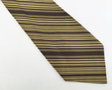 1960s Mod Striped Tie Men's Vintage Mad Men Era Brown & Gold Striped Acetate and Rayon Necktie