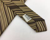 1960s Mod Striped Tie Men's Vintage Mad Men Era Brown & Gold Striped Acetate and Rayon Necktie