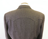 1970s Circle S Western Men's Suit Jacket / Blazer Vintage Brown & Gray Polyester Cowboy Style Sport Coat - Size 46 (XL)