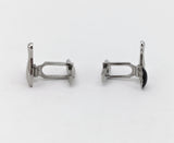 1960s Bowling Cufflinks Mad Men Era Mid Century Men's Vintage Silver Tone Metal Cufflink Set with Silver Bowling Pins & Black Bowling Ball