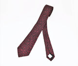 1980s Vintage Men's Red & Black Skinny Tie Narrow Sharkskin type abstract woven polyester fabric Necktie by Puritan