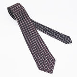 1950s Superba Tie Mad Men Era Mid Century Modern Skinny Black, Brown & White Men's Vintage Necktie with geometric dot design by SUPERBA