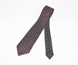 1950s Superba Tie Mad Men Era Mid Century Modern Skinny Black, Brown & White Men's Vintage Necktie with geometric dot design by SUPERBA