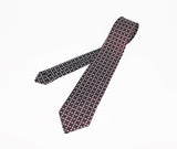 1950s Superba Tie Mad Men Era Mid Century Modern Skinny Black, Brown & White Men's Vintage Necktie with geometric dot design by SUPERBA