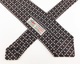 1950s Superba Tie Mad Men Era Mid Century Modern Skinny Black, Brown & White Men's Vintage Necktie with geometric dot design by SUPERBA
