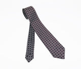 1950s Superba Tie Mad Men Era Mid Century Modern Skinny Black, Brown & White Men's Vintage Necktie with geometric dot design by SUPERBA