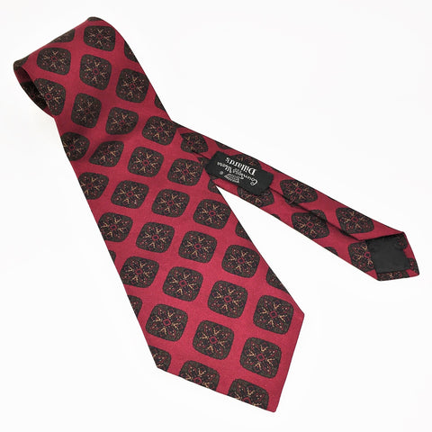 1980s COUNTESS MARA Silk Tie Men's Vintage Red Necktie with foulard designs Made in U.S.A. by Countess Mara